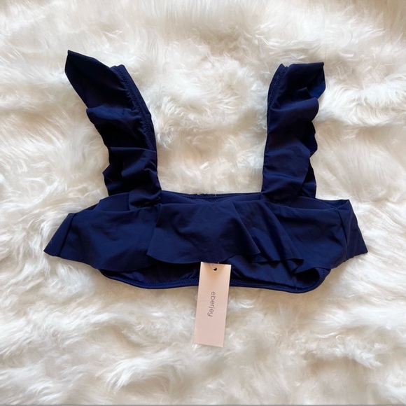 New! EBERJEY Navy Ruffle Bikini Set Jane Top Coco Bottom - Picture 10 of 12